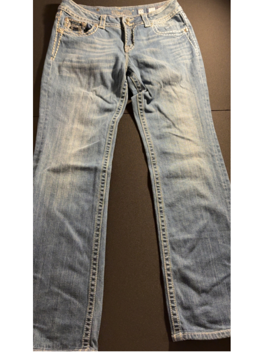Miss Me Bootcut Embellished Jeans Size 33 Y2K Vintage Shine